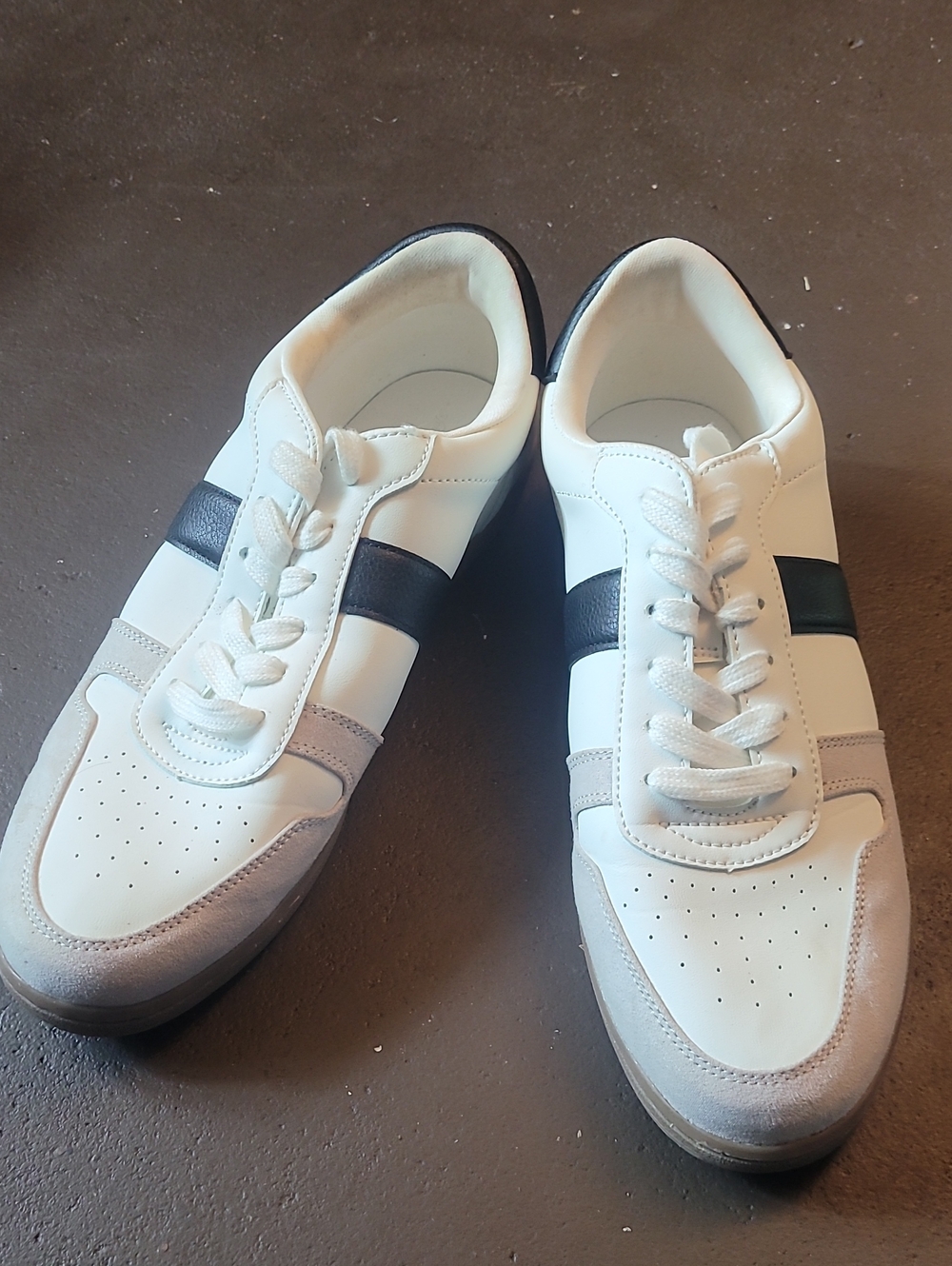 Women's  White Sneakers with Black Stripe